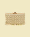 alt message - Mohey Women Dark Cream Pearl Embellished Clutch Bag with Bead Work image number 0